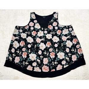 Torrid Womens Black Floral Double Layer Georgette Swing Tank Blouse Plus Size 3X